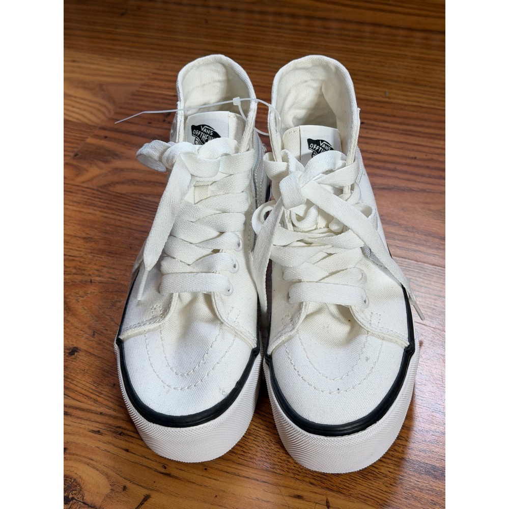 Vans Sk8-Hi Stacked White Canvas Platform High Top Sneakers VN0A4BTWV8L